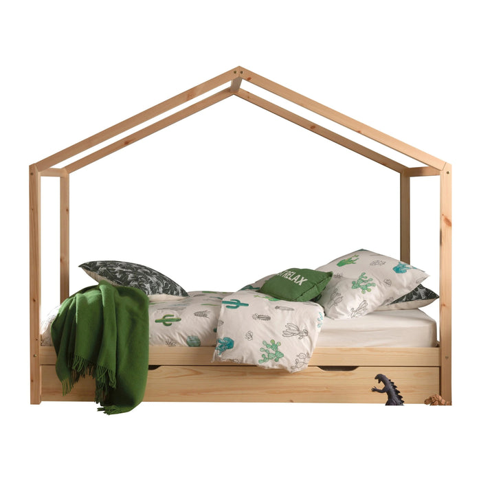 Vipack Dallas Huisbed met Hekje en Bedlade 90 x 200 cm - Naturel