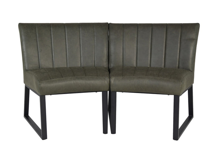 HSM Collection-Eetkamerbank Texas-68x55x88-Groen|Zwart-Leder|Metaal