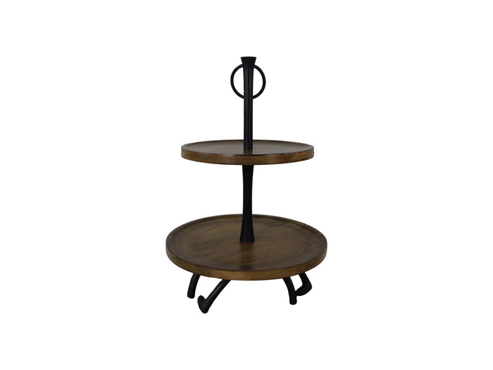 Houten etagere - 30x30x45 - Naturel - Mangohout|aluminium