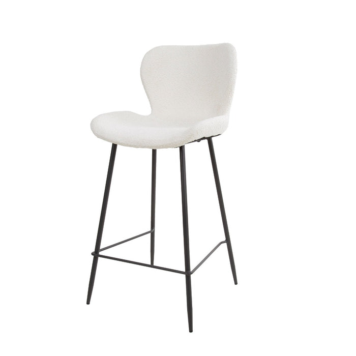 AnLi Style Barstoel ronde buis boucle wit