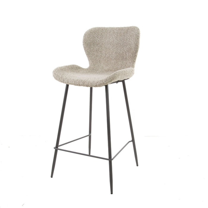 AnLi Style Barstoel ronde buis - Bouclé zand - set van 4