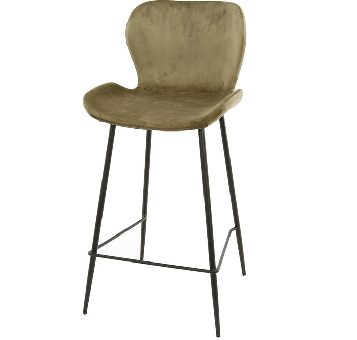 AnLi Style Barstoel velvet ronde buis - Velours champagne - set van 4