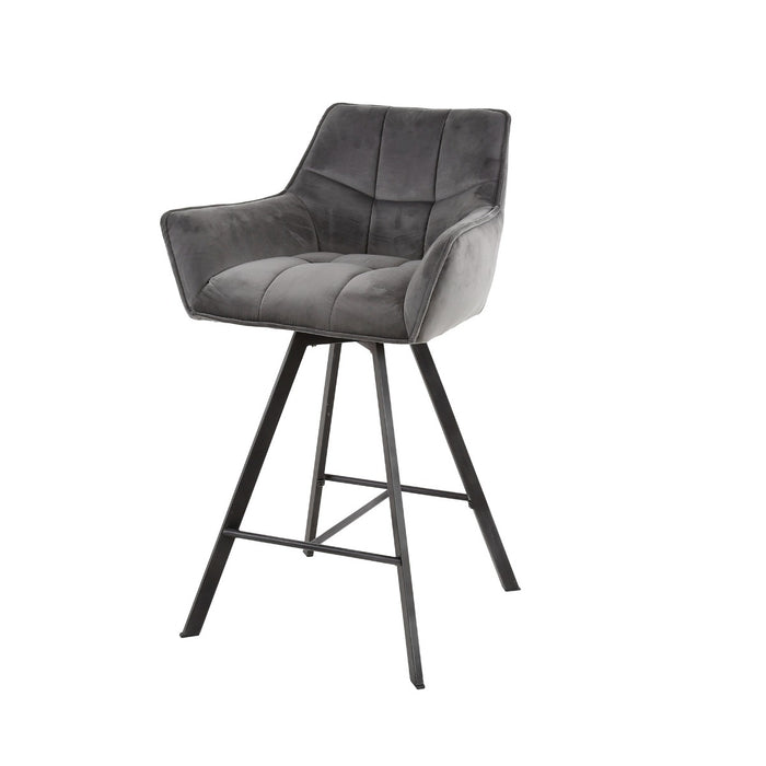 AnLi Style Barstoel raster draaibaar - Antraciet velours - set van 2