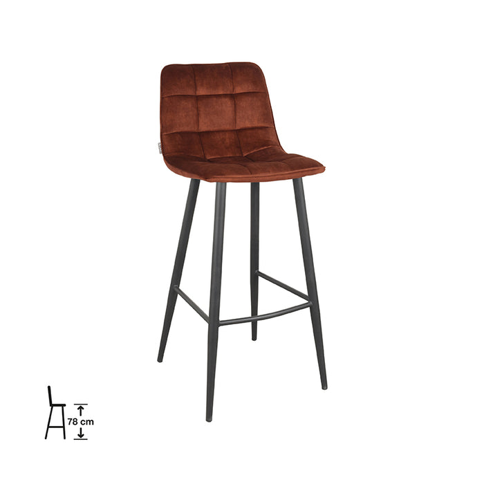 LABEL51 - Barkruk Jelt Hoog - Rust Velours - Zwart Metaal
