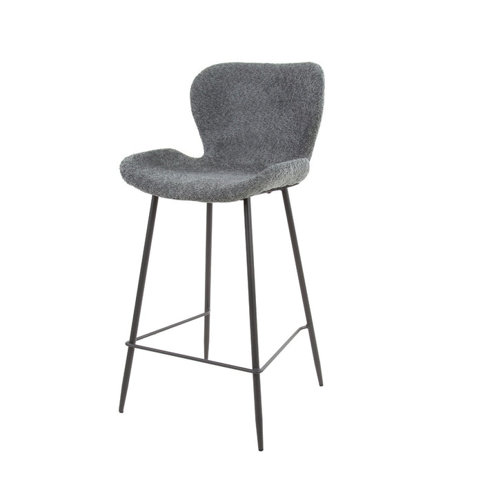AnLi Style Barstoel ronde buis boucle grijs