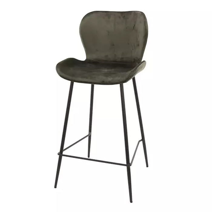 AnLi Style Barstoel velvet ronde buis - Velours antraciet - set van 4