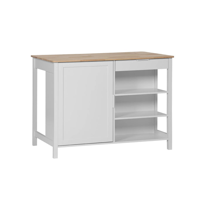 sweeek - 3-in-1 keukeneiland, 5 planken, 1 deur, 1 lade, 120cm