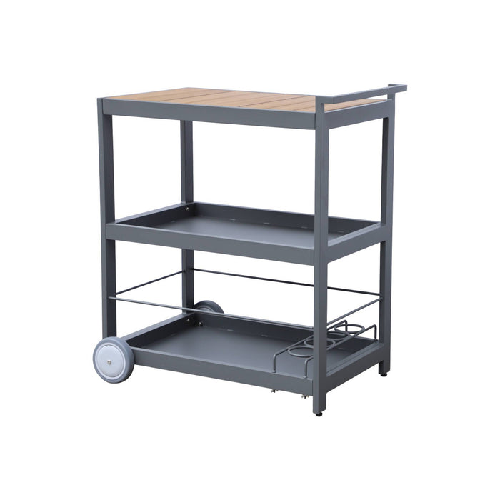 sweeek - Bijzettafel voor buiten, 84 cm van aluminium met wielen en