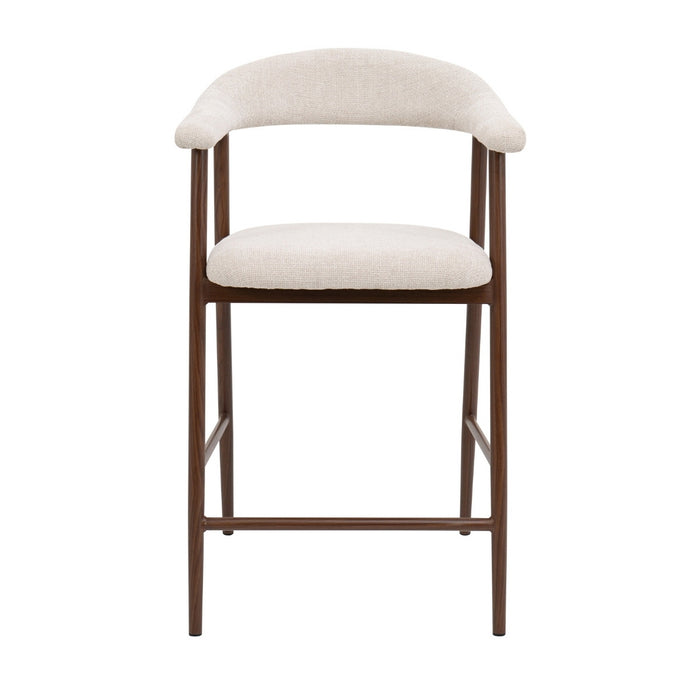 Giga Meubel - Barkruk Beige Stof|Walnoot - Mila - Set van 2