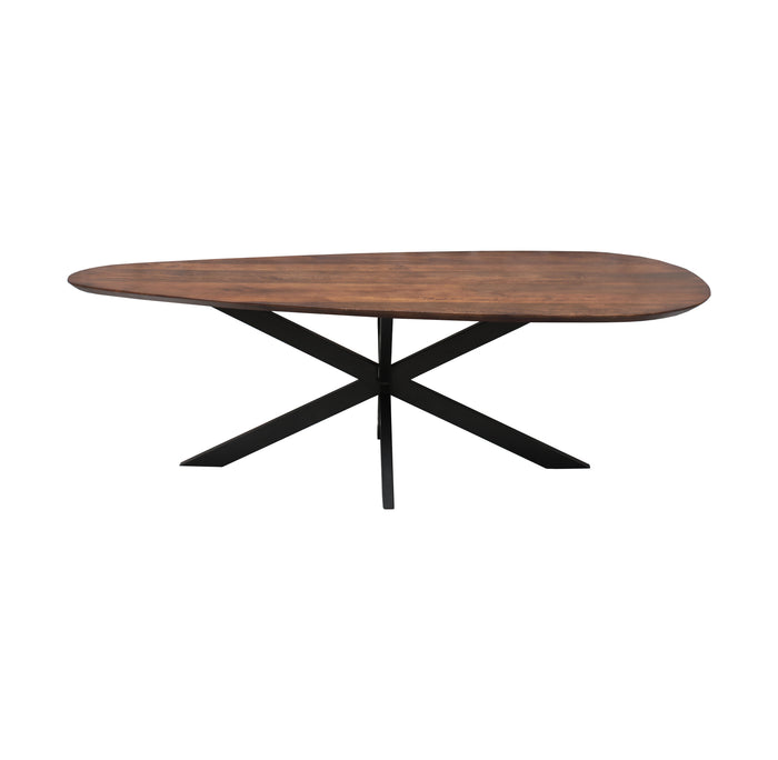 Eetkamertafel mango organisch Druppel walnoot met spinpoot 160 cm