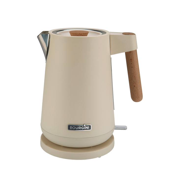 Bourgini Harmony Waterkoker 1.7L – RVS – Crème & Beukenhout
