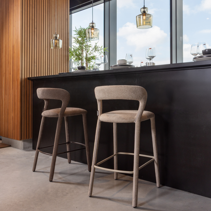 WOOOD Noble Barstoel - Polyester - Zand - 95x48x52
