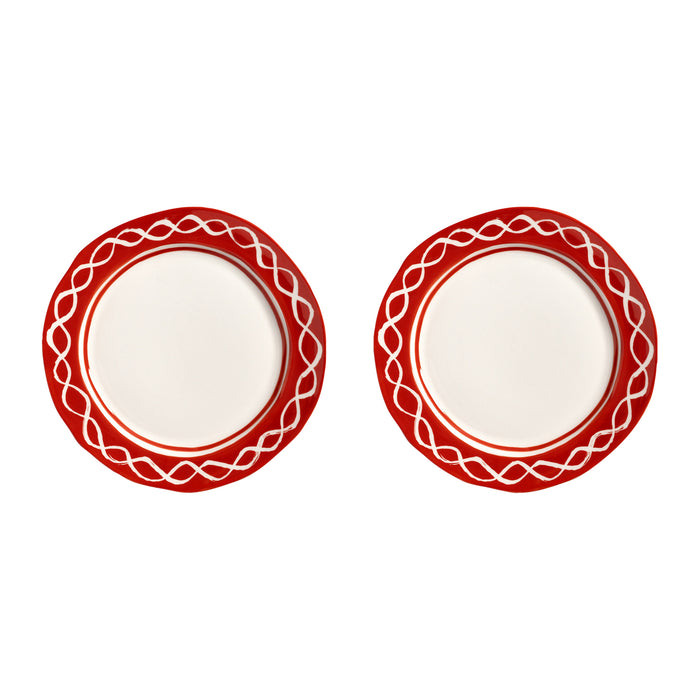 &k amsterdam Festivo Bord Ø 22,5 cm - Rood - Set van 2
