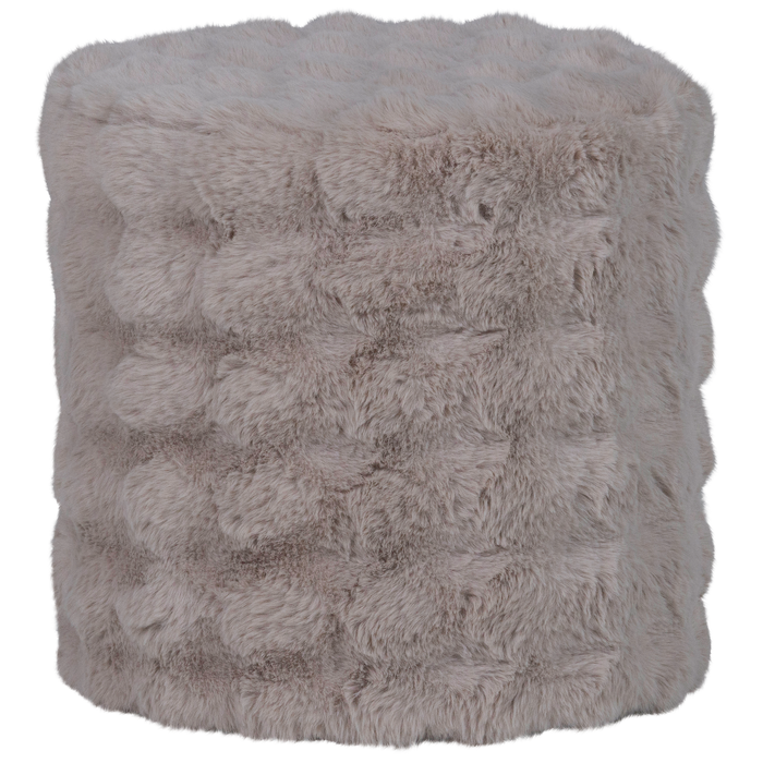 WOOOD Olven Poef Hoog - Fluffy Stof - Naturel - 46x46x46
