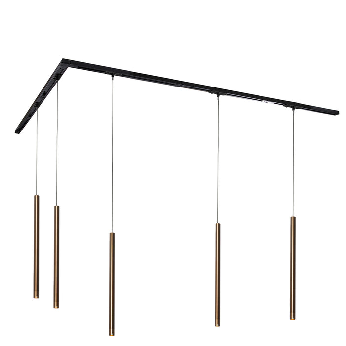 QAZQA Modern railsysteem met 5 hanglampen donker brons 1-fase -