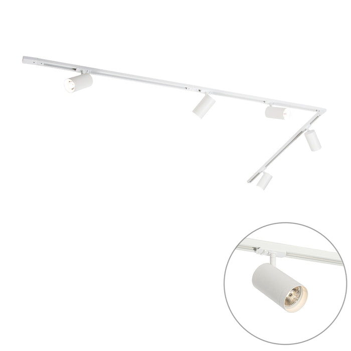 QAZQA Modern railsysteem met 5 spots wit 1-fase GU10 70mm - Iconic