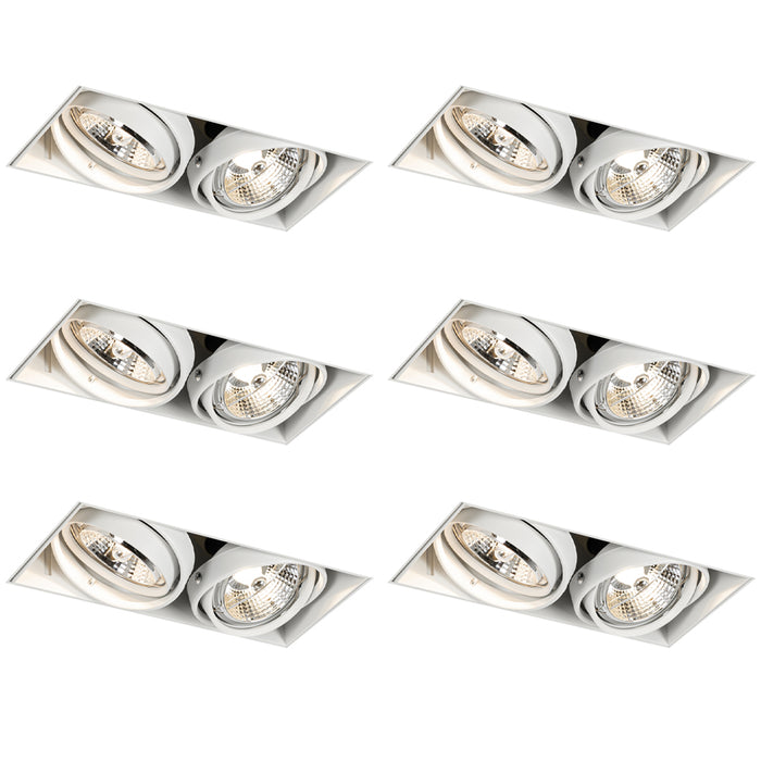 QAZQA Set van 6 inbouwspots wit GU10 70mm 2-lichts trimless - Oneon