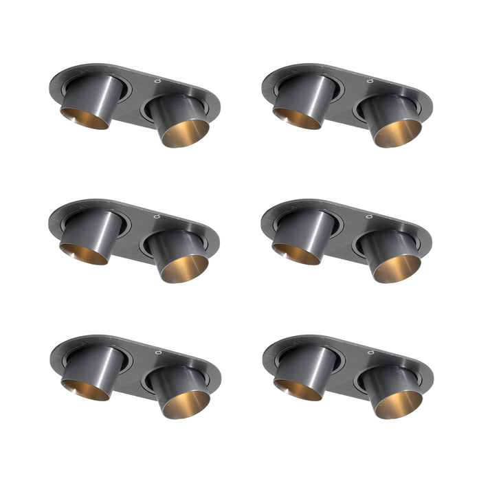 QAZQA Set van 6 inbouwspots gunmetal GU10 35mm kantelbaar 2-lichts -