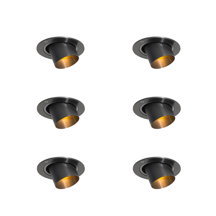QAZQA Set van 6 inbouwspots gunmetal GU10 35mm rond kantelbaar -