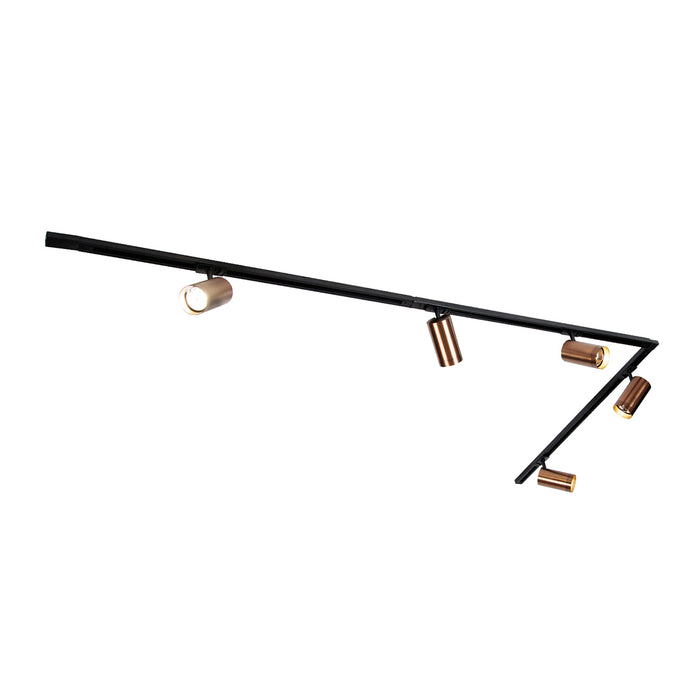 QAZQA Modern railsysteem met 5 spots donker brons 1-fase GU10 70mm -