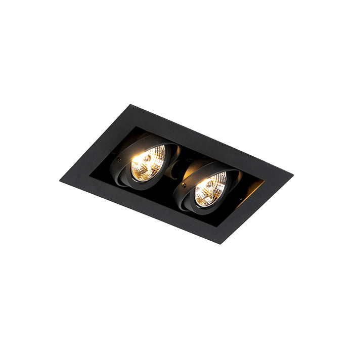 QAZQA Smart inbouwspot zwart 2-lichts verstelbaar incl. 2 Wifi GU10