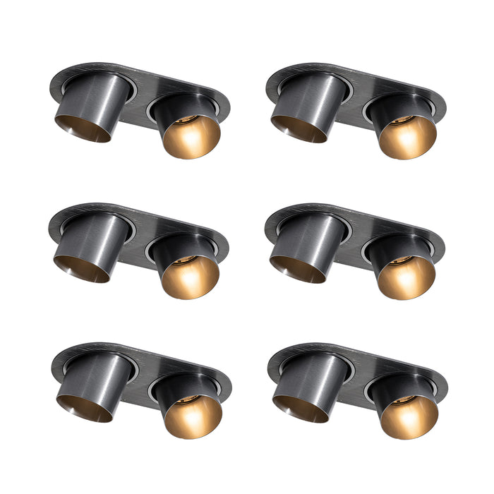 QAZQA Set van 6 inbouwspots gunmetal GU10 50mm 2-lichts - Installa