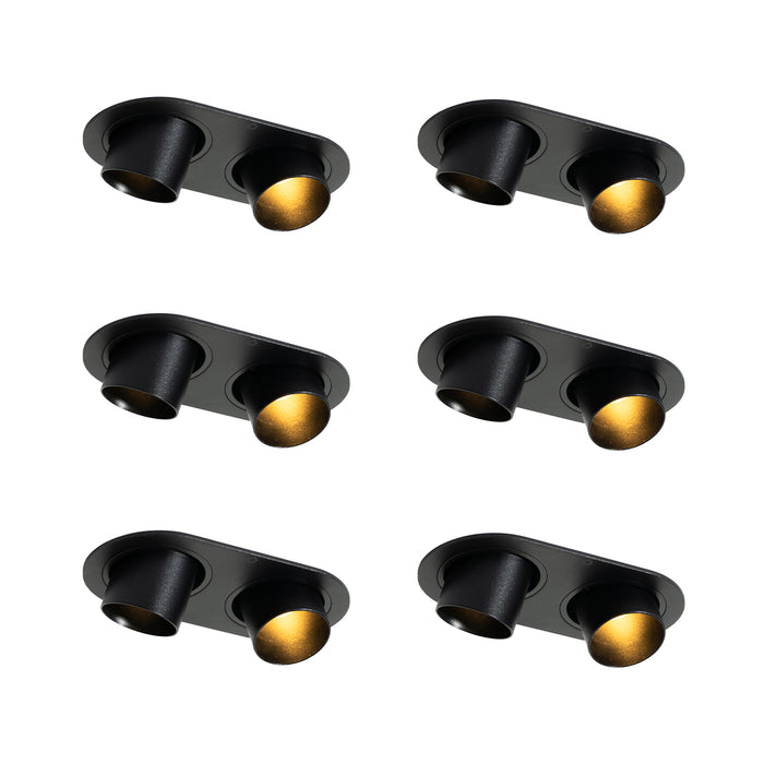 QAZQA Set van 6 inbouwspots zwart GU10 35mm kantelbaar 2-lichts -