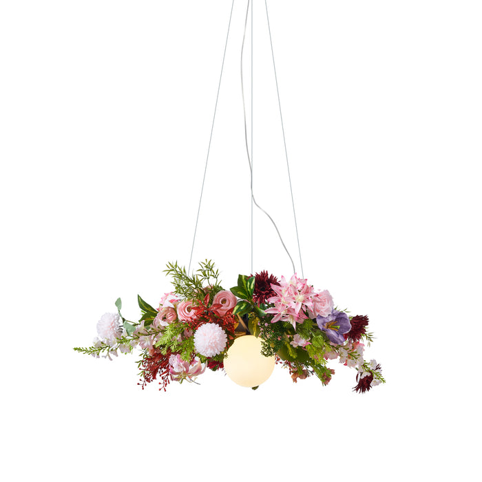 QAZQA Bohemian plafondlamp zwart met gekleurde bloemen rood en roze -