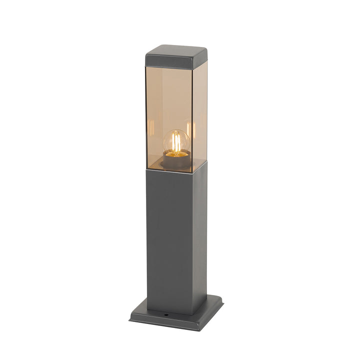 QAZQA Smart buitenlamp paal donkergrijs met smoke 45 cm incl. Wifi