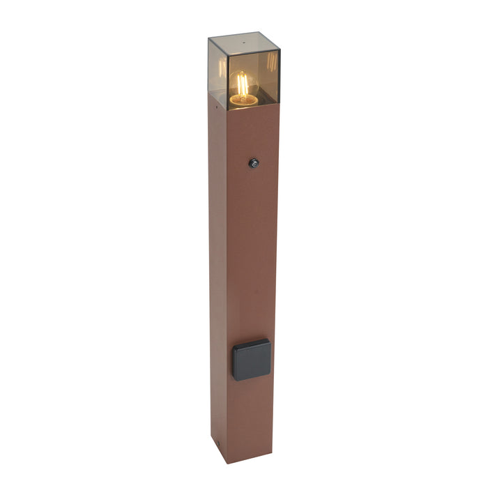 QAZQA Industrieel buiten paaltje roestbruin met smoke glas 70cm met