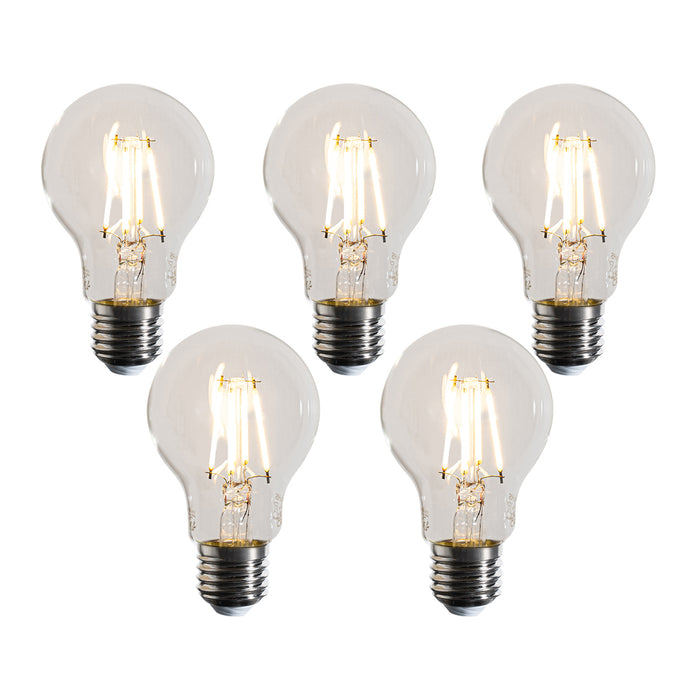 LUEDD Set van 5 E27 dimbare LED lampen A60 helder 4.5W 500 lm 2700K
