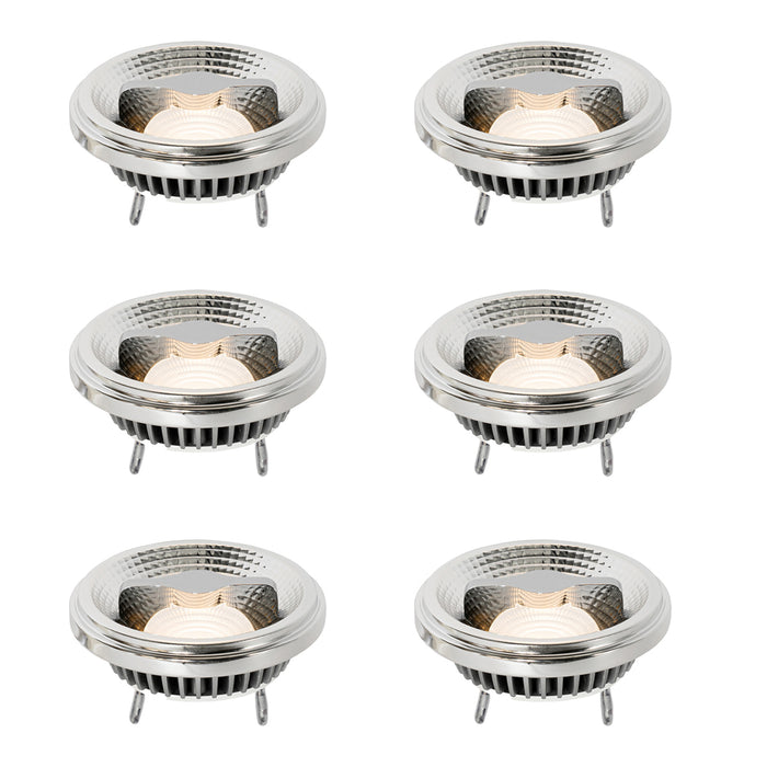 LUEDD Set van 6 G53 dimbare LED lampen 111mm 12W 600 lm 2700K