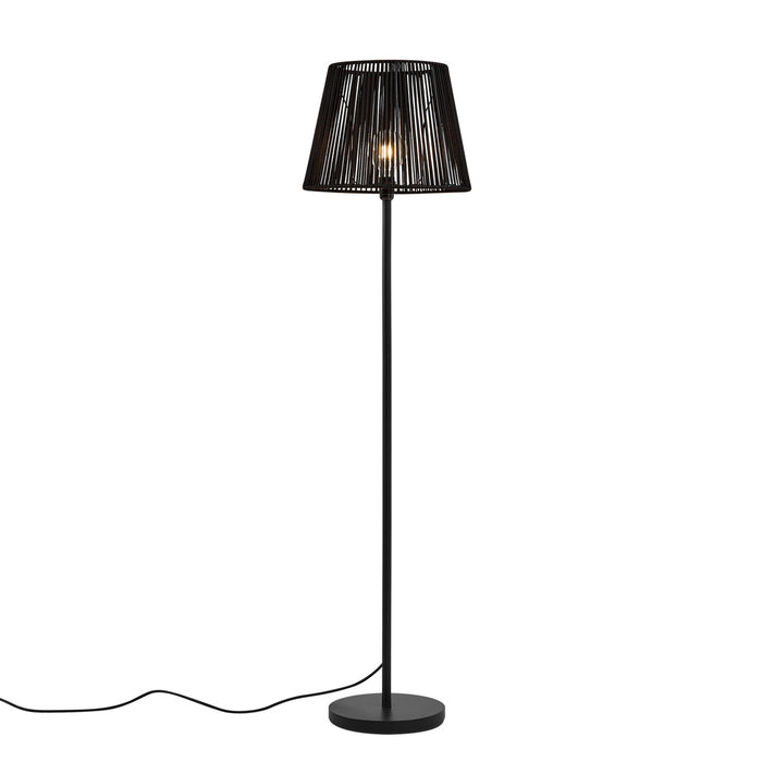 QAZQA Buiten vloerlamp zwart met kap zwart touw IP44 - Virginia Jayla