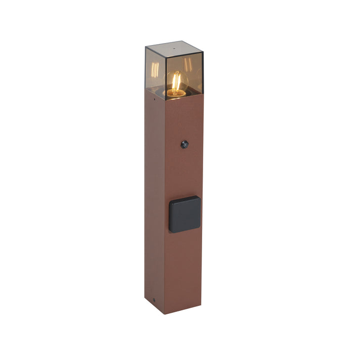 QAZQA Industrieel buiten paaltje roestbruin met smoke glas 50cm met