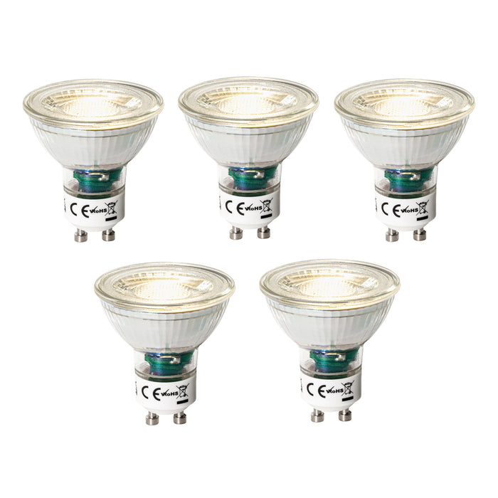LUEDD Set van 5 GU10 3-staps dimbare LED lampen 7W 600 lm 3000K