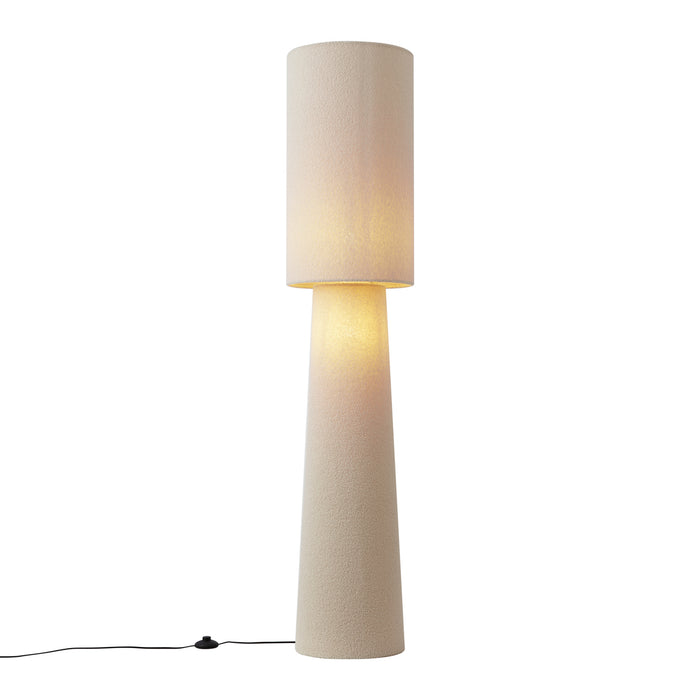 QAZQA Japandi vloerlamp beige teddy stof 2-lichts - Trompet