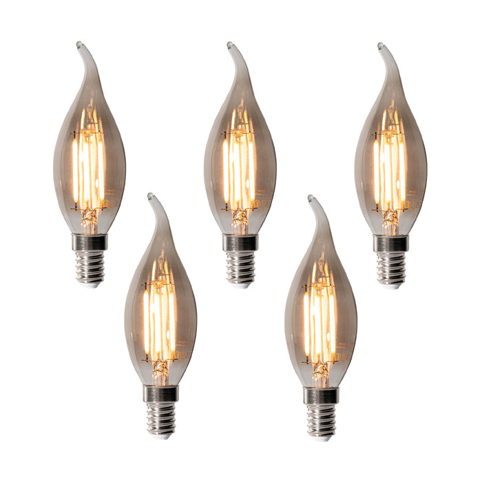 LUEDD Set van 5 E14 dimbare LED lampen BXS35 smoke 4W 300 lm 2200K