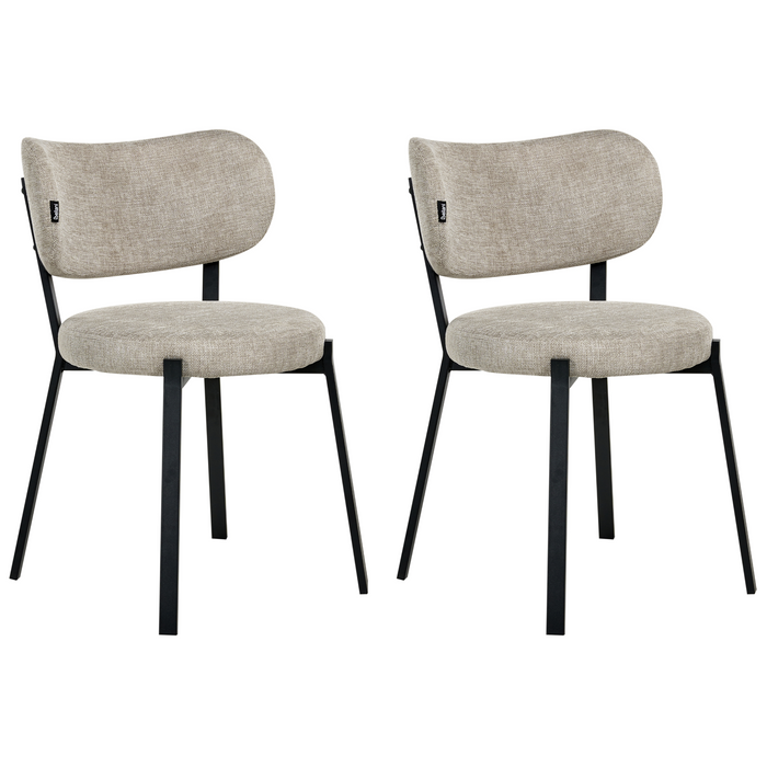 Beliani - BRONTE - Eetkamerstoel set van 2 - Beige - Polyester