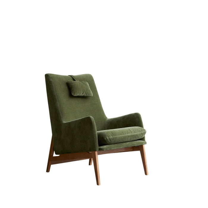 Tikamoon - Fauteuil van massief eikenhout en groen fluweel