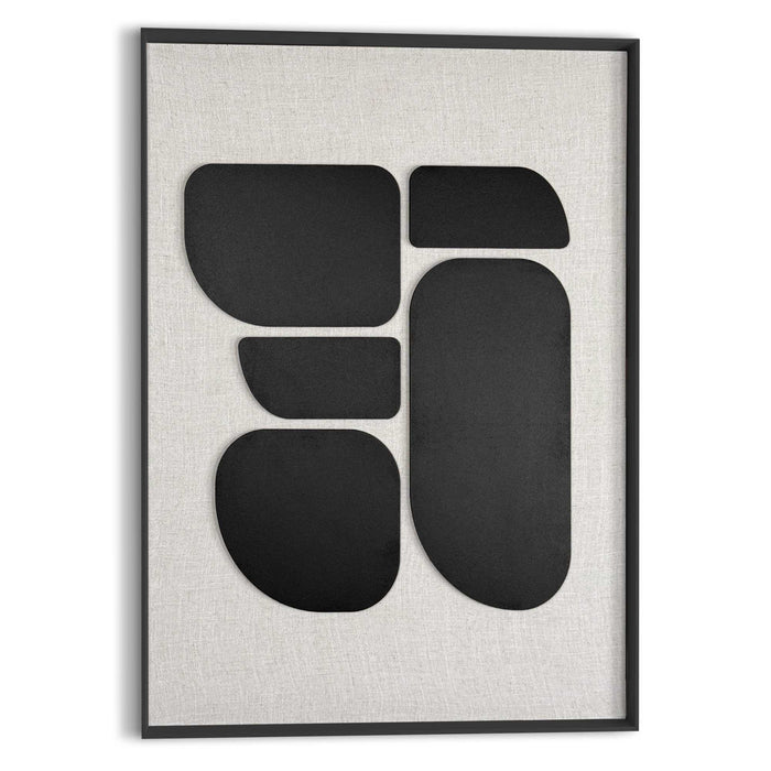 Reinders - Organic Blocks Linen Black - Schilderij 3D Art 50x70 cm - Zwart-Wit