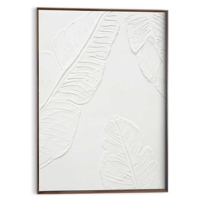 Reinders - Tropical Leafs - Schilderij met reliëf – walnootkleur 50x70 cm - Wit