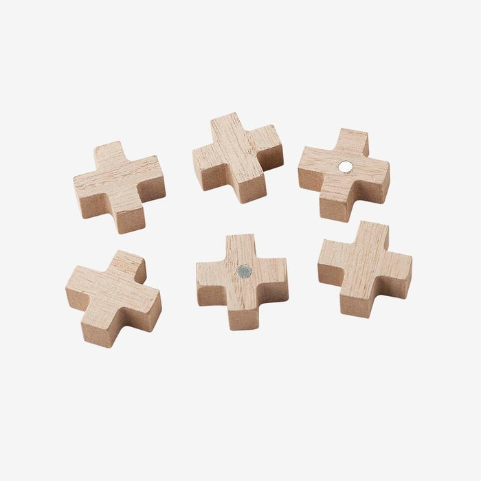 vtwonen Magneten Hout + of x-teken - Set van 6