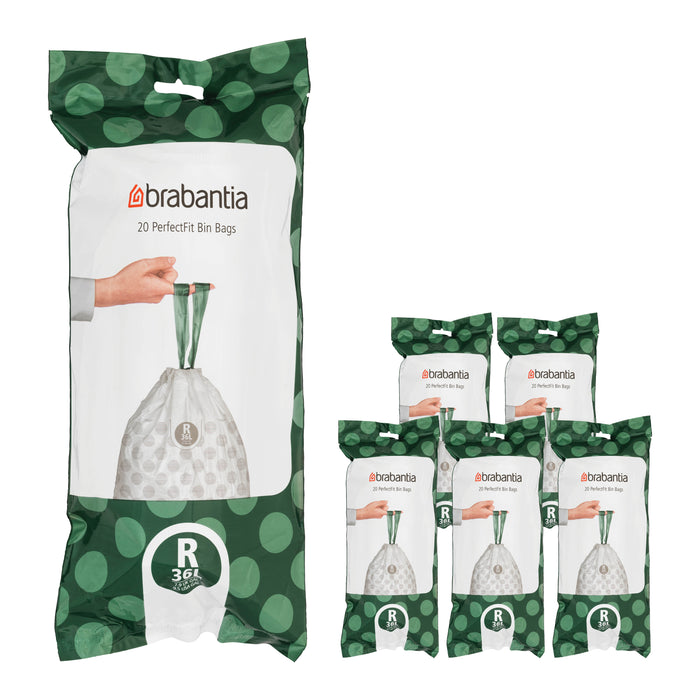 Brabantia Type R PerfectFit Jaarverpakking Afvalzak 36 Liter - 120 Stuks