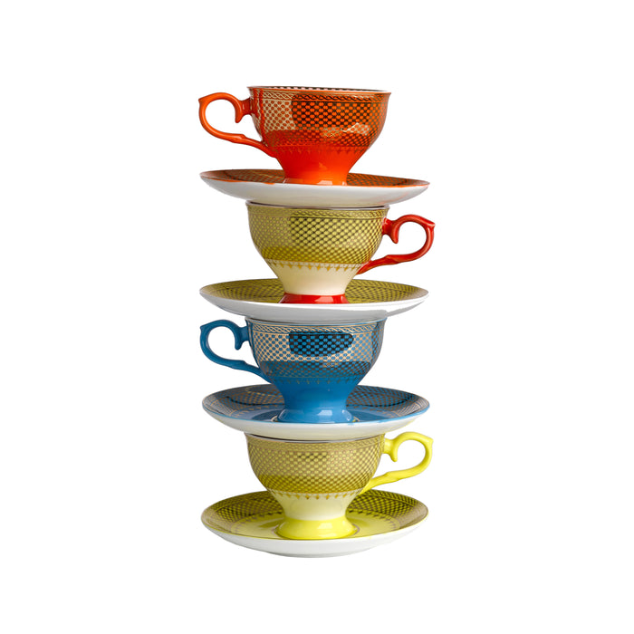 POLSPOTTEN Grandma Espresso Kop & Schotel Set van 4 - 0,09 L