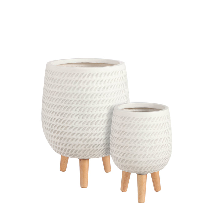 Mica Decorations Corda Bloempot Set van 2 - Off-white