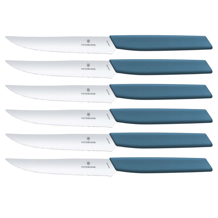 Victorinox Swiss Modern Steakmessen - 6-delig - RVS|Blauw - Kartel