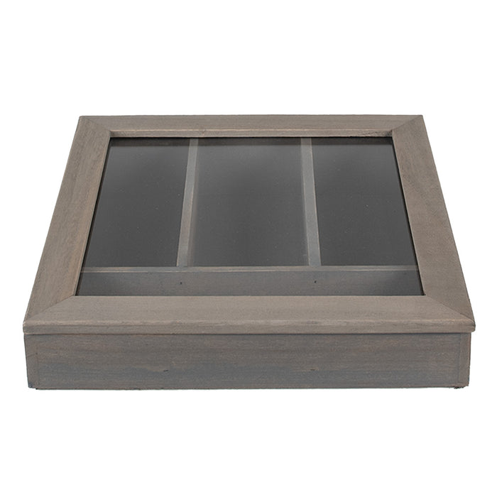 Clayre & Eef Bestekbak 30x30x8 cm Grijs Hout