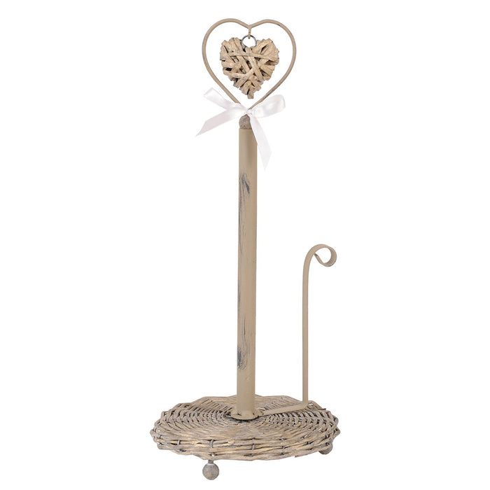 Clayre & Eef Keukenrolhouder Ø 16x38 cm Bruin Rotan Hart Rollenhouder