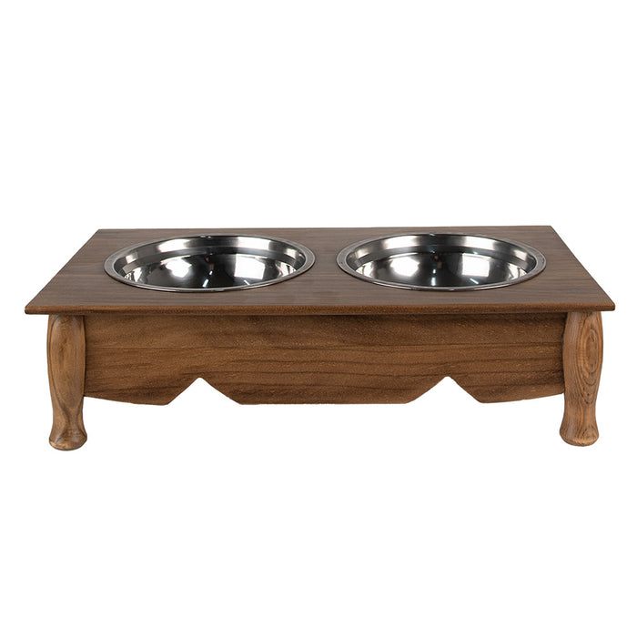 Clayre & Eef Voerbak hond 2x500 ml Bruin Hout