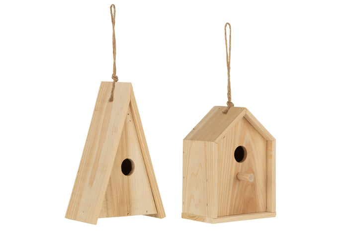 J-Line vogelhuisje Paul China - hout - 2 stuks